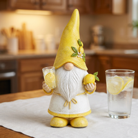 Statue de gnome en résine personnalisée, figurine de dessin animé mignonne tenant un citron, pour décoration de salon de thé, ornement de comptoir de café, vente en gros