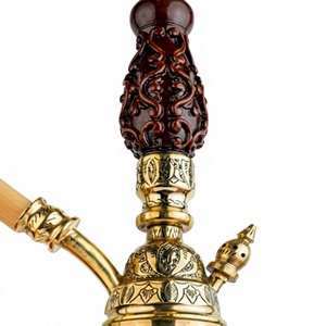 Chicha égyptienne Khalil Mamoon Shika Avatar en laiton et bois – Ensemble de chicha égyptienne de 60 cm avec base cloche de Caire - Product Image 2