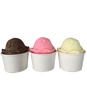 Mini-bol en papier de 4 oz pour dégustation, cuillère à glace en papier, blanc, léger, pour présentation sur chariot de restauration, échantillon, modèle, jouet sucré, vanille - Product Image 1