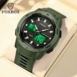 Montre tactique de survie numérique LIGE FB0098 pour hommes, chronomètre, cadran de 45 mm, étanche, rétroéclairage LED, alarme + boîte - Product Image 1