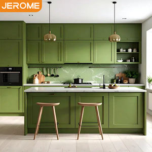 Ensemble de meubles d'armoires classiques de luxe au design personnalisé Armoire de cuisine en bois de style shaker couleur vert olive RTA - Product Image 5