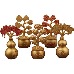 Alloy Money Tree Spinning <b>Ornament</b> Gourd Shape Feng Shui Lucky Charm Home Decoration Chinese New Year Multi Piece Package - Product Image 5