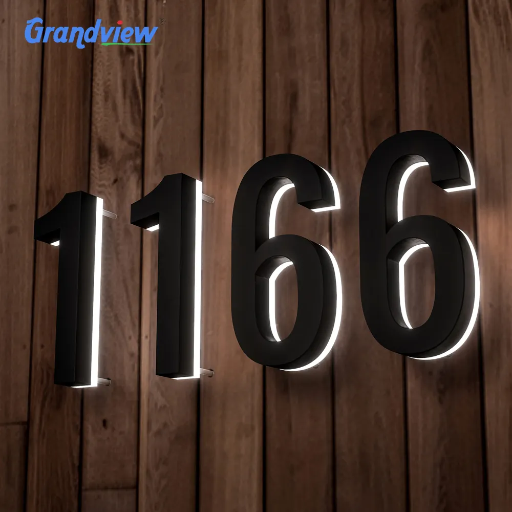 Custom Outdoor Blank Luminous Style Light Sign Restaurant Bar Apartment Street Room House Number With Lights