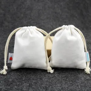white cotton dust bag drawstring Cotton bag custom cotton pouch with labels