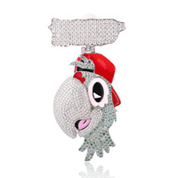Pendentif Moissanite en argent S925 personnalisé Hip-Hop & Cross-Border Animal-Shape Parrot Charm Direct Factory Source
