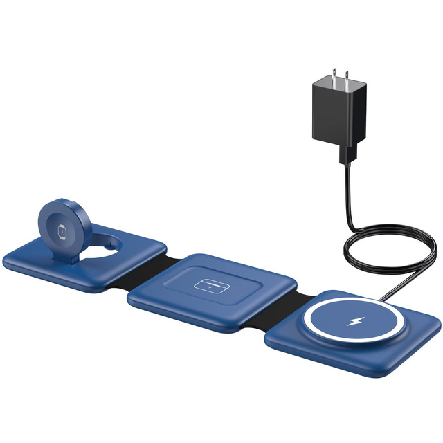 The Latest Multi-Functional 4-1 Magnetic Wireless Fast Charger Portable Folding 15W Super Desktop Charger With EU Plug