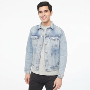Veste en jean en coton personnalisée pour homme avec fermeture éclair, doublure en duvet, vêtement d'extérieur confortable pour la saison hivernale - Product Image 1