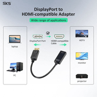 Adaptateur DP mâle vers femelle, coque ABS noire, compatible 4K pour ordinateur portable, PC, moniteur HDTV, projecteur, écouteurs IOS