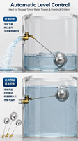 Vanne à flotteur Qiaodun en acier inoxydable et laiton, contrôleur de niveau d'eau marche/arrêt en cuivre DN15-100 pour tours et réservoirs d'eau (-29~120°C)