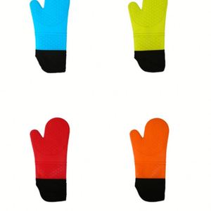 Nouveaux gants en silicone de cuisine résistants à la chaleur à ouverture oblique personnalisés avec coton intérieur chaud - Product Image 6