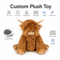 Peluche personnalisée Vache des Highlands, peluche chauffante au micro-ondes à la lavande, animaux en peluche lestés, jouet doux et mignon pour l'anxiété