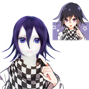 Peluca Sintética Corta Ainizi de 35 cm, Color Morado Oscuro, Peluca de Cosplay del Personaje de Kokichi Oma de <span class=keywords><strong>Danganronpa</strong></span> <span class=keywords><strong>3</strong></span> - Product Image 1