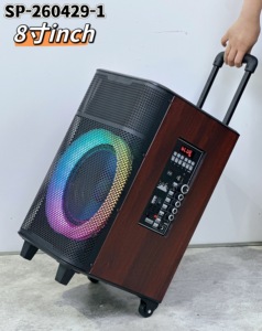 Altoparlante Bluetooth da 8 Pollici con Carrello in Legno, Luce RGB, Altoparlante Wireless per <span class=keywords><strong>Karaoke</strong></span> con Microfono - Product Image 4