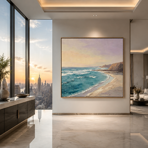 Pintura al Óleo Vintage de Paisaje Marino de Gran Tamaño, Pintura al Óleo Hecha a Mano sobre Lienzo, Arte de Pared <span class=keywords><strong>para</strong></span> Sala de Estar - Product Image 3