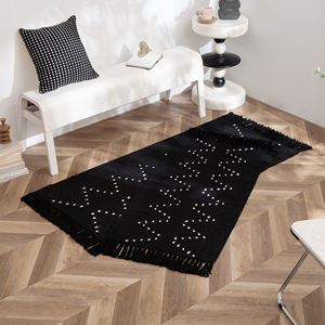 RichesBase OEM all'ingrosso decorazione per la casa superficie lavabile grande tappeto nero bianco moderno con nappe annodate a mano per soggiorno - Product Image 5