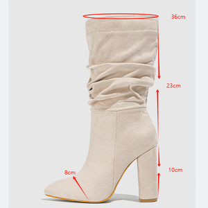 Botines de Moda para Mujer con Punta Abierta y Tacón Grueso, Tallas 35-42, con Efecto Arrugado Natural, para Otoño, Disponibles en Stock - Product Image 6