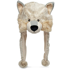 Cappello a Forma di Testa di Animale Personalizzato LEVIN, Simpatico Cappello Peluche a Forma di <span class=keywords><strong>Lupo</strong></span> per Bambini - Product Image 1