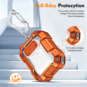 Étui de protection pour <span class=keywords><strong>AirPods</strong></span> Pro <span class=keywords><strong>3</strong></span>, étui de luxe antichoc pour écouteurs, verrouillage de sécurité, coque rigide transparente en PC avec mousqueton - Product Image 3