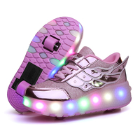 Chaussures de roller sportives d'extérieur à 7 couleurs changeantes pour filles, garçons et grands enfants, à la mode, avec chargement USB, en cuir verni