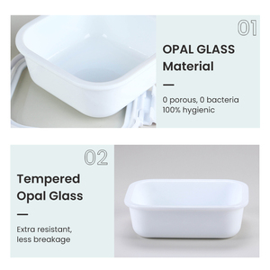 Tempered Opal kính kín kín sứ thực phẩm <span class=keywords><strong>container</strong></span> PP mát-Khóa nắp nhựa nhà bếp bữa ăn trưa hộp lưu trữ Nhà cung cấp - Product Image 2