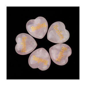 Pierres gravées inspirantes 2026 en quartz rose, mots : Amour, Cœur, <span class=keywords><strong>Bonheur</strong></span>, Gentillesse, Paix, Chance, Rêve, <span class=keywords><strong>Sagesse</strong></span>, Courage, Croire - Product Image 6