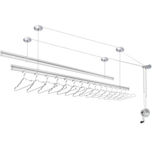 HELPER ALD9618 Séchoir à linge manuel robuste à <span class=keywords><strong>poulie</strong></span>, à double barre ovale, monté au <span class=keywords><strong>plafond</strong></span>, avec treuil manuel, entièrement en acier - Product Image 4