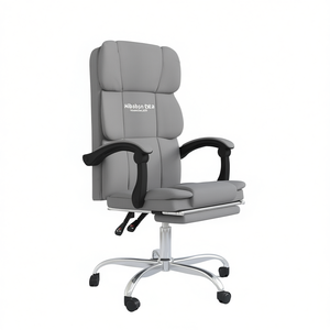 Chaise de bureau inclinable Nibabansta, dossier haut, cuir PU, base chromée, réglage manuel, pivotante, mobilier de bureau - Product Image 1