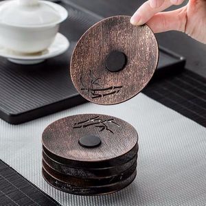 Creative Round Alloy <b>Teacup</b> Coasters With Magnet Tea Set Accessories For Japanese Tea Ceremony - Product Image 1
