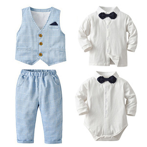 Großhandel 100% Baumwolle Kinder Abend anzug Frühling Herbst Gentleman Baby Boy Kleidung Sets 18-24 Monate Junge Kind Kleidung - Product Image 3