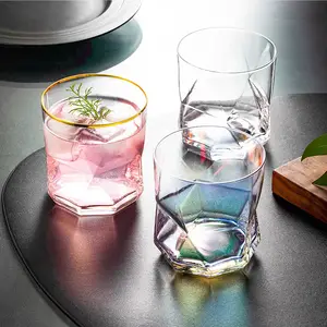 New Arrival Irregular Creative Shape Colorful Goblet Wine Glass cups Drinking Juice Milk Glass Cup