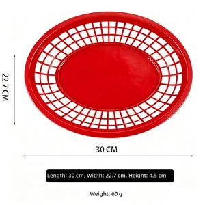 Cestas de Plástico Duraderas al por Mayor, Bandejas Ovaladas Rojas para Servir Hamburguesas, Pollo y Papas Fritas, para Restaurantes de Comida Rápida de Alto Volumen - Product Image 4