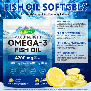 Itawel Capsule di Olio di Pesce Omega-3 all'Ingrosso, 240 Capsule/Sacchetto, Halal, Senza Alcol, Senza Zucchero, Antiossidante, Vegano, per Adulti, per il Cervello - Product Image 5