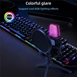 666R RGB Micrófono USB inalámbrico Condensador Micrófono para juegos para grabación de podcast y transmisión de estudio en computadora portátil PC de escritorio y <span class=keywords><strong>Mac</strong></span> - Product Image 3