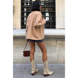 Veste en fausse fourrure Sobe pour femme, manteau décontracté chaud en polaire, couleur camel, rembourrage en polyester, fermeture éclair intégrale - Product Image 6