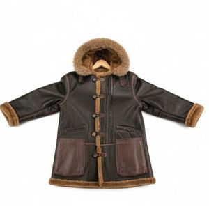 Chaqueta de Cuero Estilo Bomber B-7 para Hombre, Color Marrón Oscuro, Estilo Vintage Clásico, con Cuello de Piel de Oveja y Puños Acanalados - Product Image 5