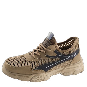 <b>Men</b> Safety <b>Shoes</b> Steel Toe Anti Smashing Puncture Resistant Breathable Mesh <b>Work</b> <b>Shoe</b> Khaki 9002 Summer Lightweight Non Slip - Product Image 1