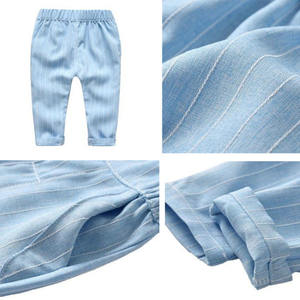 Conjunto de Ropa para Niños, Primavera y Otoño, Traje de Tres Piezas para Niños, Estilo Caballero, Azul a Rayas + Corbata de Moño, Conjuntos de Ropa para Bebés - Product Image 6
