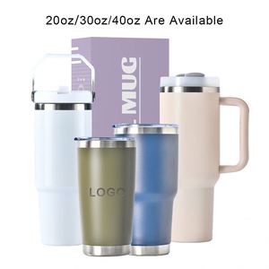 Custom Logo 40oz & 30oz Tumbler Double Wall Stainless Steel Vacuum <b>Insulated</b> Travel Coffee <b>Mug</b> With Handle & Leakproof Lid - Product Image 5