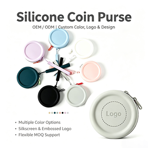 Portable Round <b>Silicone</b> Zipper Pouch With Wrist Strap Durable <b>Waterproof</b> Mini Wallet For Daily Carry Coins Small Cosmetics - Product Image 1