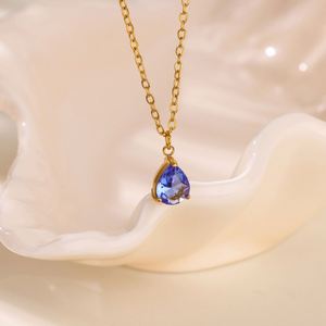 Hot Selling December <strong>Birthstone</strong> Jewelry Zircon Teardrop Necklace Exquisite Stainless Steel <strong>Jewellery</strong> TGXL11351 - Product Image 5