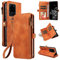 Étui portefeuille en cuir PU pour Samsung S20 Ultra, 9 emplacements pour cartes + poche zippée pour pièces de monnaie, support intégré, blocage RFID, protection 360° °   Protection