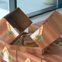 Boîte d'emballage rigide de luxe carrée à double porte pour desserts et pâtisseries, personnalisable, pour dattes de l'Aïd et du Ramadan, boîtes cadeaux en papier pour chocolats
