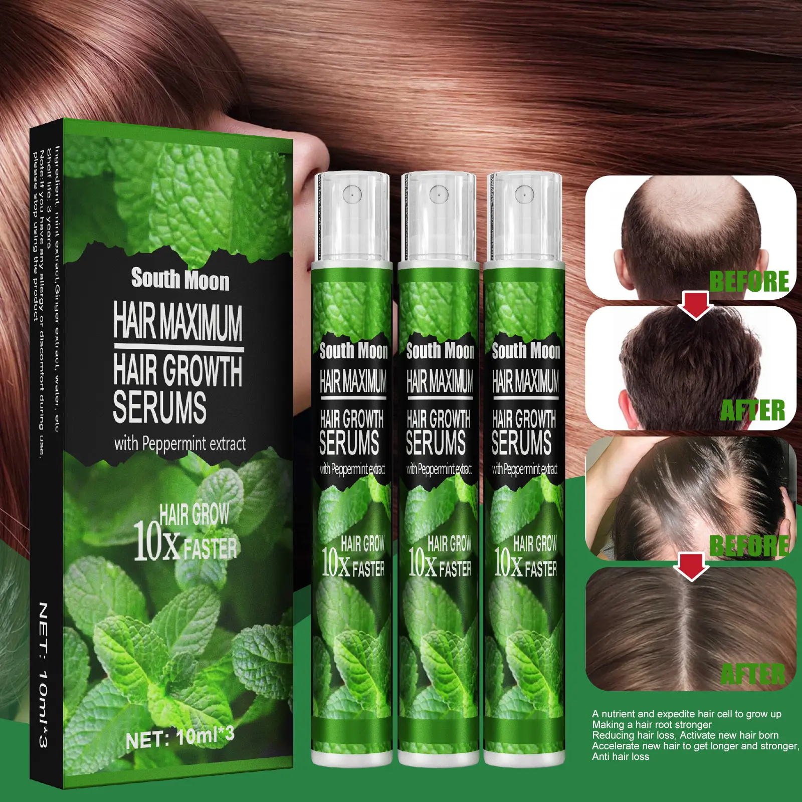 Anti-hair loss Mint Hair Nutritional Growth Spray Strong Fixed Serum Spray for hair growth