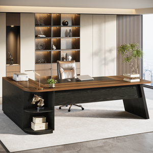 Escritorios de Oficina <span class=keywords><strong>Tribesigns</strong></span> de Madera Sólida de 79 Pulgadas, <span class=keywords><strong>Escritorio</strong></span> de Oficina Grande con Estantes de Almacenamiento - Product Image 1