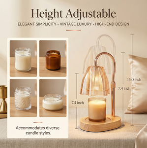 Lámpara Calentadora de Velas con Control de Temporizador y 4 Niveles de Intensidad, Brazo Metálico en Oro Champán, para Decoración de Interiores de Estilo Mid-Century - Product Image 2
