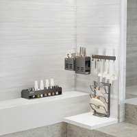 Étagère murale multifonctionnelle moderne pour cuisine, en acier au carbone, sans pliage, avec revêtement poudré, pour rangement d'épices, sans perçage, usage domestique