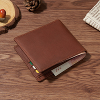 Dompet Kartu Kulit Vintage Buatan Tangan yang Dipersonalisasi Dompet Pria Lipat Dua Kulit Asli Mewah