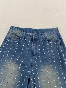 Pantalones Vaqueros Desgastados con Tachuelas, Estilo Vintage, para Hombre, Super Holgados, Estilo Vaquero, Color Azul - Product Image 5