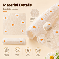 Tapis de protection pour tiroirs et étagères en EVA à motif floral marguerite, antidérapant, imperméable, facile à découper, pour rangement de cuisine