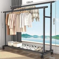 Perchero Vertical Multifuncional Moderno, Almacenamiento de Ropa y Sombreros, Perchero Móvil de Doble Barra y Múltiples Niveles, Muebles para el Hogar y Hoteles